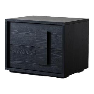 卧室床边柜现代简约床头柜意式极简黑橡木床头收纳柜二抽屉储物柜