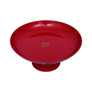 结婚喜盘客厅高脚糖果盘红色喜庆瓜子水果盘子订婚宴喜字零食托盘