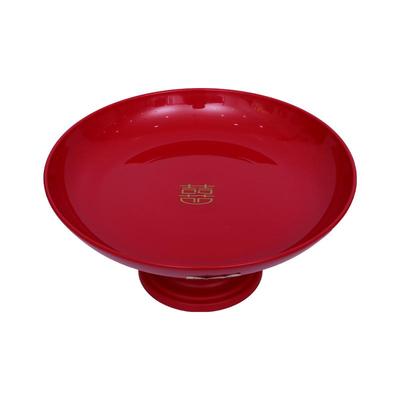 结婚喜盘客厅高脚糖果盘红色喜庆瓜子水果盘子订婚宴喜字零食托盘