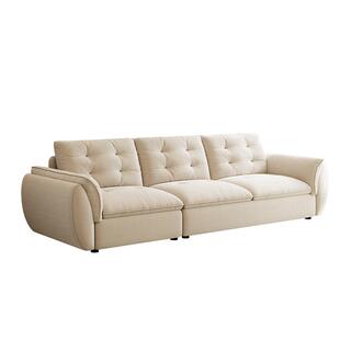 三梦奶油风防猫抓布艺沙发新款客厅小户型双三人位云朵沙发可拆洗