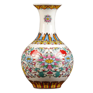 新款珐琅彩花瓶景德镇陶瓷器摆件客厅插花中式仿古家居装饰工艺品