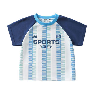 右欧男童T恤夏季速干短袖男孩运动足篮球服上衣宝宝凉感儿童童装