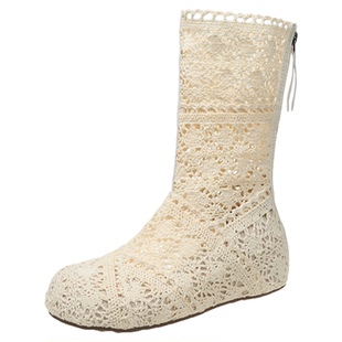 夏季仙女风蕾丝凉靴女镂空透气短靴2026新款内增高马丁靴薄款网靴