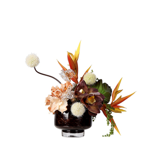 中古老钱风黑金玻璃花瓶插花酒店会所客厅茶几餐桌花艺高级感摆件