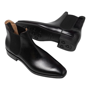 雅生AXEN固特异工艺男士黑色牛皮切尔西靴英伦时装皮靴男 Chelsea