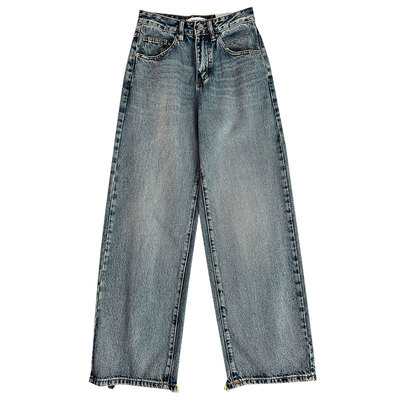 flower花匣子美式复古高腰牛仔裤女2026宽松显瘦窄版阔腿裤59277