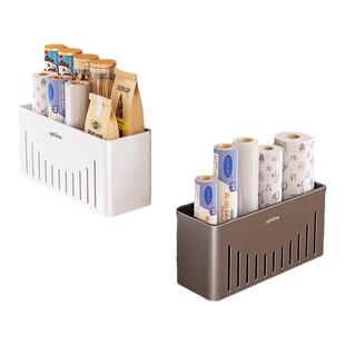 冰箱强力磁吸置物架厨房保鲜膜垃圾袋外侧面收纳盒小物件纸巾挂件