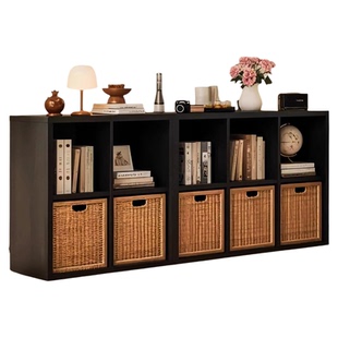 安居客卡莱克钢制格子柜自由组合靠墙书架中古风幼儿园收纳小书柜