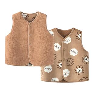 迷你巴拉巴拉男女童马甲保暖秋季宝宝双面穿仿羊羔毛儿童背心外穿