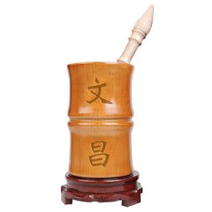 泰山福缘阁桃木文昌笔筒大展鸿图木雕笔筒书房书桌办公室摆件