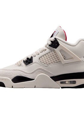 NIKE耐克大童鞋女鞋Air Jordan 4黑红经典复刻运动鞋 IM4026-100