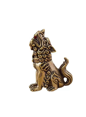 龙九子大号做旧实心配件螭吻饕餮摆件装饰品手把件黄铜工艺品