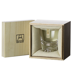 限定江户硝子日本威士忌酒杯 水晶玻璃日式富士山杯冰山杯ins彩盒