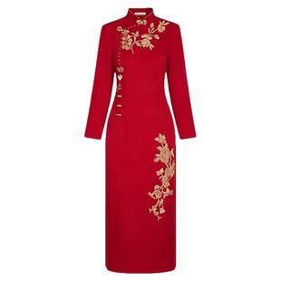 2025新款加绒红色敬酒旗袍女高级感新中式敬酒服新娘订婚结婚冬装