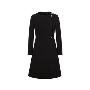 Scofield女圆领连衣裙气质职场通勤商务收腰修身小黑裙