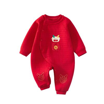 温巢新年婴儿衣服红色喜庆连体衣