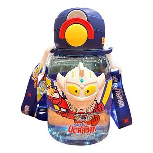 会发声发光的水杯奥特曼儿童上学专用男童双饮吸管杯子幼儿园水壶