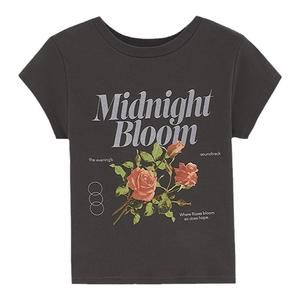 MOUSSY 早秋复古玫瑰印花正肩短袖T恤028ISQ90-4211