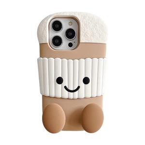 趣味可爱咖啡杯公仔适用苹果16ProMax手机壳新款iphone16卡通15创意14立体13女款15promax软硅胶保护套链条
