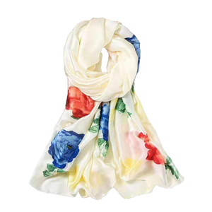 真丝丝巾女大红百搭桑蚕丝妈妈围巾薄时尚洋气防晒披肩长款纱巾冬