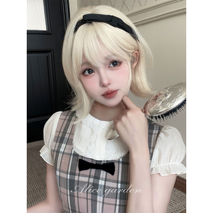 AG假发女短发网红lolita『精灵短发』金色时尚氛围感短发jk全头套