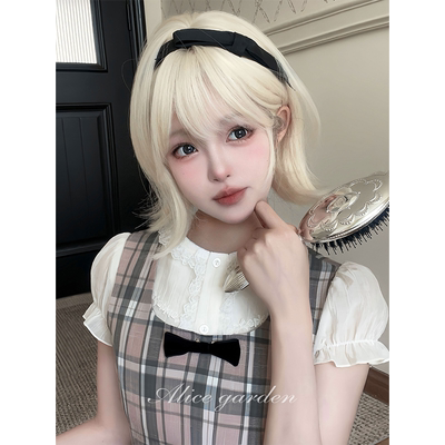 金色时尚氛围感短发jk全头套