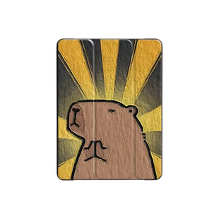 适用苹果ipad第十代pro保护套硅胶mini6水豚10.9寸卡皮巴拉11卡通可爱情侣12.9平板壳air5带笔槽8.3寸油画9.7