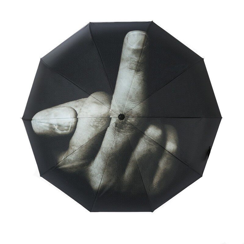 个性创意竖中指折叠雨伞全自动F伞