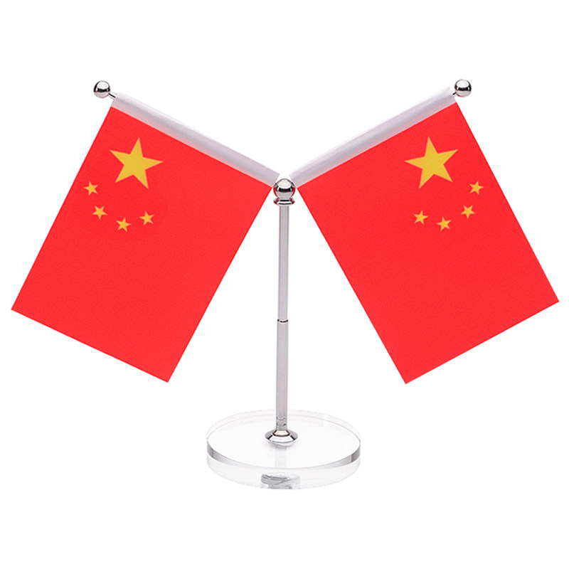 汽车国旗摆件车内车载小红旗办公桌旗党旗仪表中控台高档水晶饰品