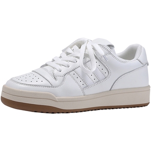 BellaLily新款牛皮小白鞋女舒适学院风板鞋减龄休闲鞋子