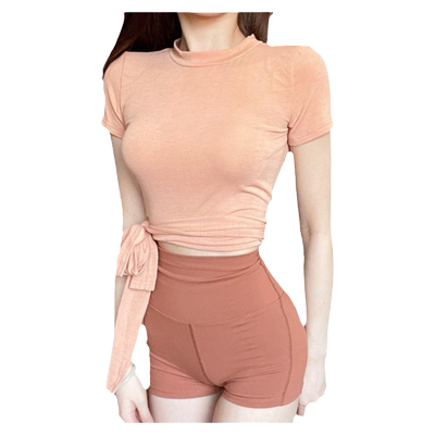 橘子摇摇短袖女后背镂空美背