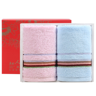 洁丽雅毛巾礼盒2条装纯棉婚庆伴手礼大红生日回礼品套装定制批发