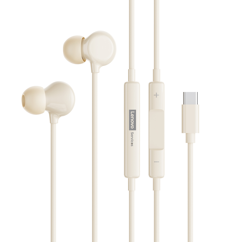联想有线耳机圆孔Type-C半入耳式降噪适用于小米苹果台式电脑正品