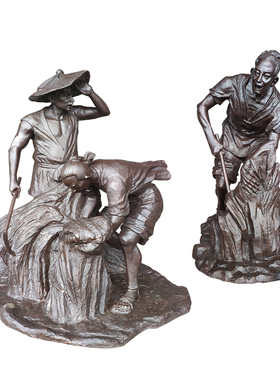 农耕文化民俗小品收割景区玻璃钢