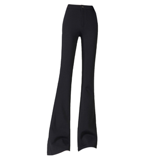 微喇裤女2025新款春秋垂感高腰修身黑色秋冬加绒小个子西装喇叭裤