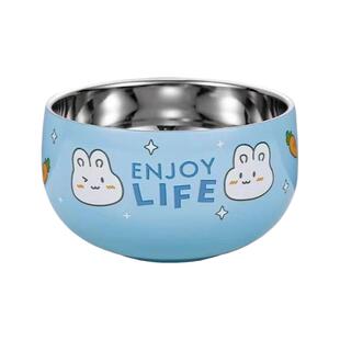 儿童吃饭专用碗食品级316不锈钢碗餐具可爱宝宝家用防烫碗双层