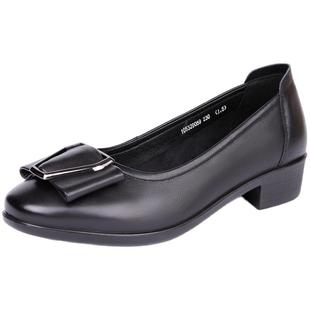 奥康女鞋软底舒适妈妈鞋秋季款中年皮鞋真皮不累脚工作鞋单鞋女