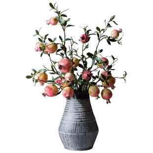 掬涵仿真花石榴果实树枝客厅假花摆设餐桌花干花插花家居装饰摆件