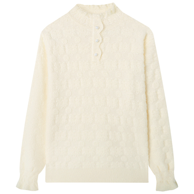 慕兔法式半高领长袖针织衫