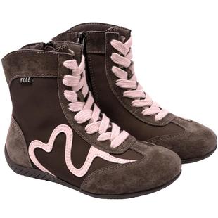 ELLEkids童鞋 高帮运动鞋女童短靴大童秋季新款女孩儿童拳击靴子