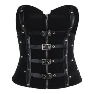 Wannathis亚文化朋克风鱼骨抹胸亚比辣妹胸衣赛博朋克机器人上衣