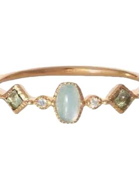 agete淡雅海蓝宝橄榄石银戒指