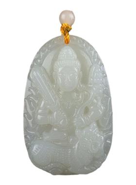 男女属虎招财和田玉本命佛吊坠