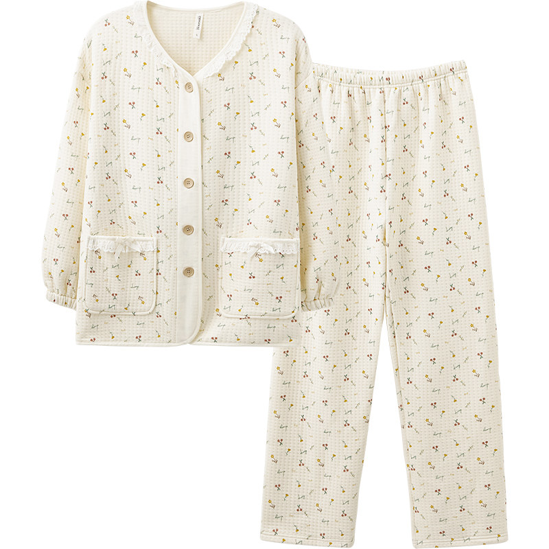 思莉太太睡衣女秋冬款纯棉加厚薄棉冬季冬天网红风空气棉家居服