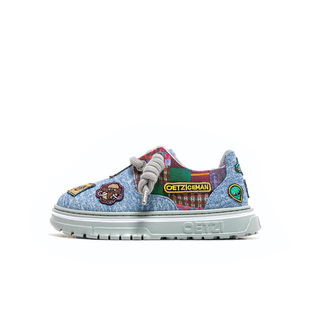 OETZI加绒雪地靴女冬季加厚大头棉鞋低帮厚底皮毛一体丑萌乐福鞋