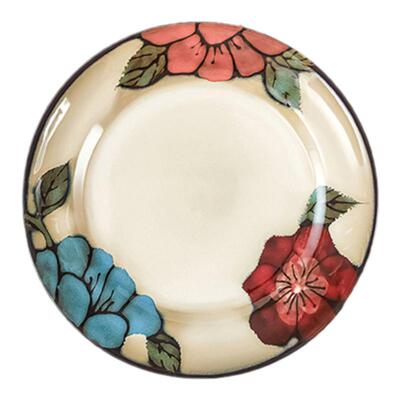 玉泉中式风复古田园手绘加厚汤盘