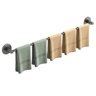 卫生间毛巾架加长单杆双杆免打孔浴室置物架厕所晾毛巾浴巾太空铝