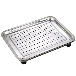 304不锈钢带排水茶盘 漏盘嵌入式茶托盘功夫茶具 沥水漏盘茶几