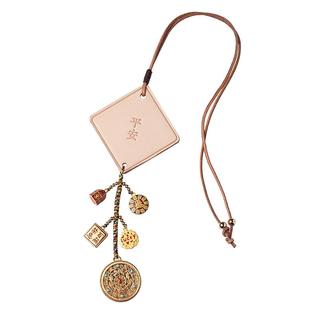 高档牛皮沙金转运盘汽车挂件后视镜挂件车上平安车载挂件高级挂饰