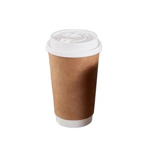 双层牛皮纸杯一次性杯子带盖网红奶茶咖啡中空打包热饮办公纸杯